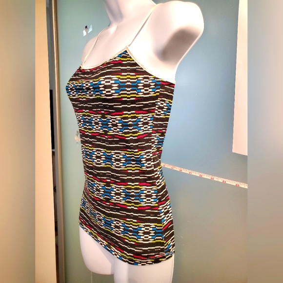 Small, Multi Colored with Black, White, Red, Blue, Green Pattern Tank Top - Picture 3 of 9